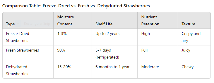 table of How to Use Freeze-Dried Strawberries: Creative Ideas and Tips